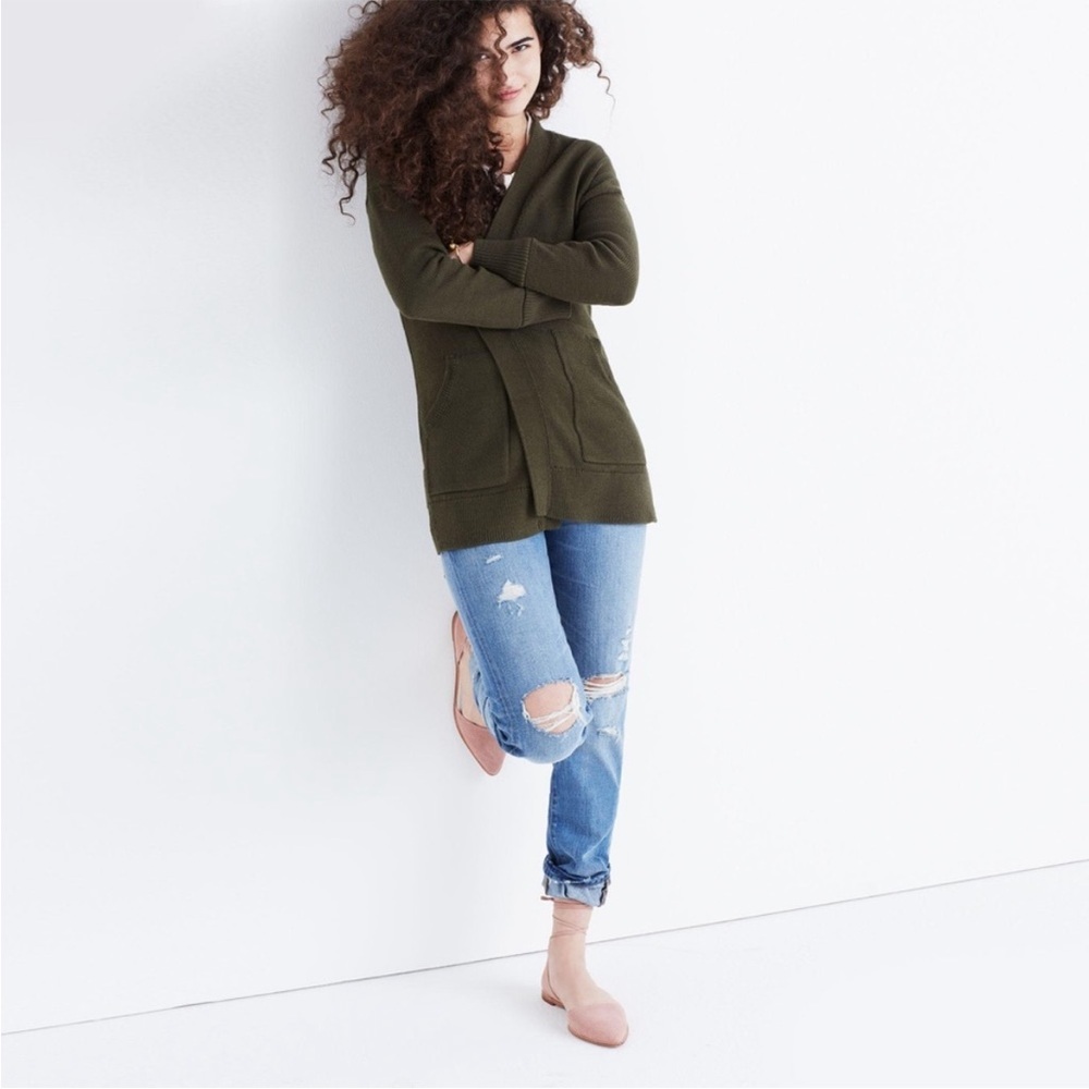 Madewell Midland olive green cardigan, small